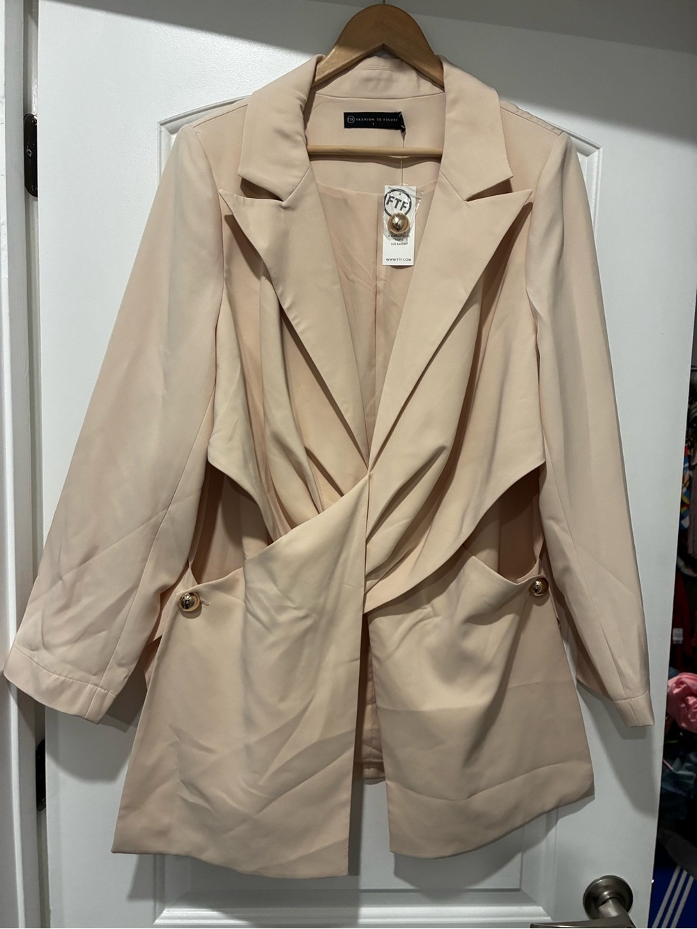 Fashion to Figure Blush Cream Draped Blazer